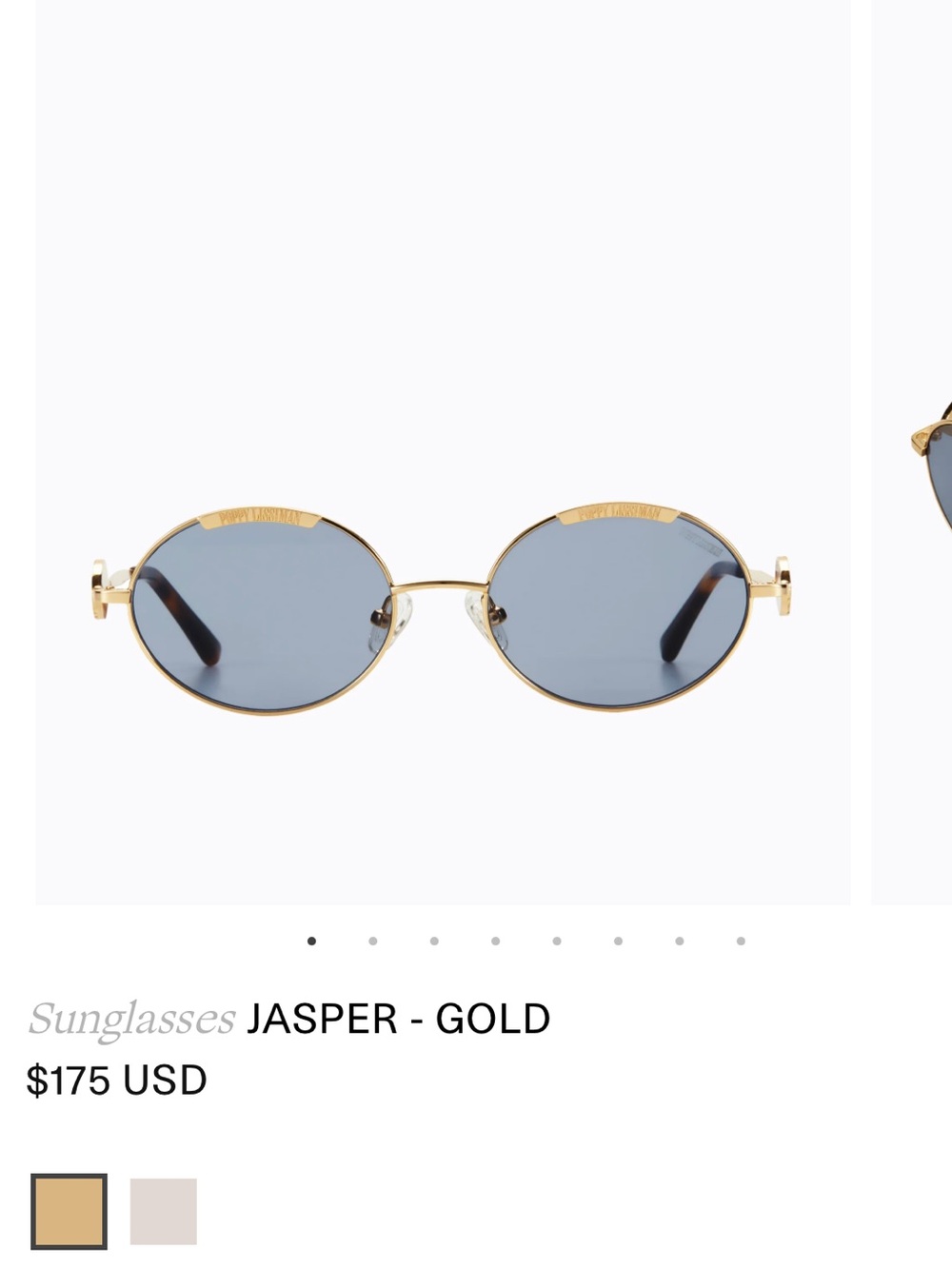 Poppy Lissiman Jasper Gold Oval Sunglasses with Blue Lenses